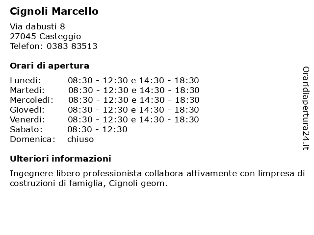 Cignoli Marcello a Casteggio: indirizzo e orari di apertura