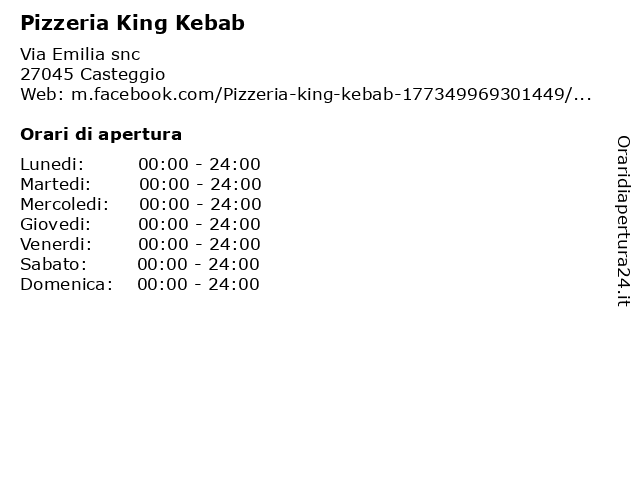 Pizzeria King Kebab a Casteggio: indirizzo e orari di apertura