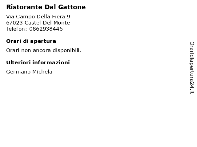 Ristorante Dal Gattone a Castel Del Monte: indirizzo e orari di apertura