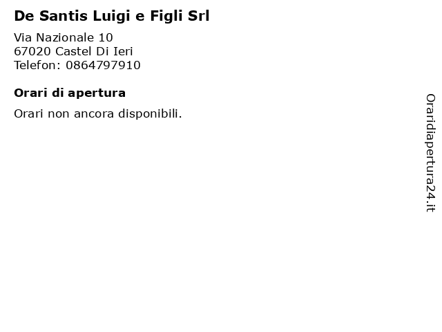De Santis Luigi e Figli Srl a Castel Di Ieri: indirizzo e orari di apertura