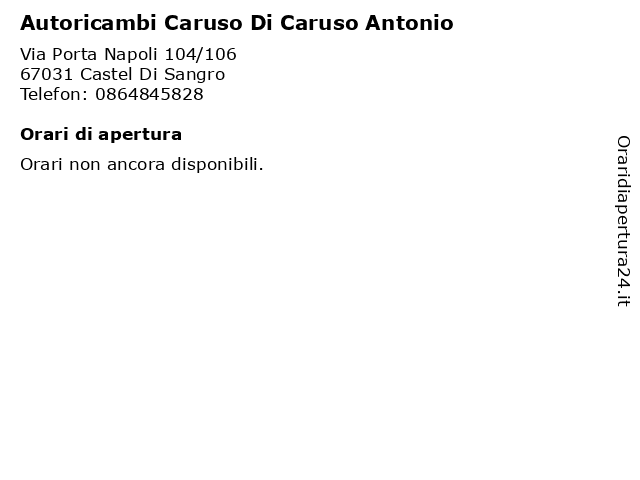 Autoricambi Caruso Di Caruso Antonio a Castel Di Sangro: indirizzo e orari di apertura