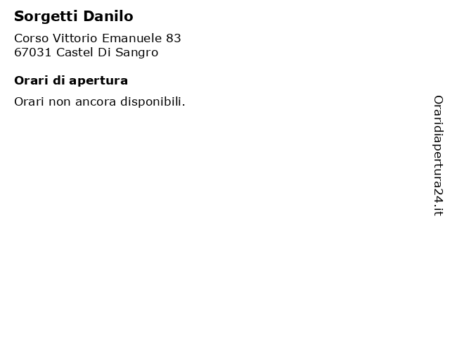 Sorgetti Danilo a Castel Di Sangro: indirizzo e orari di apertura