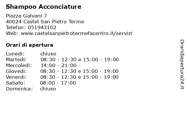 Shampoo Acconciature a Castel San Pietro Terme: indirizzo e orari di apertura