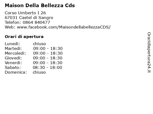 Maison Della Bellezza Cds a Castel di Sangro: indirizzo e orari di apertura
