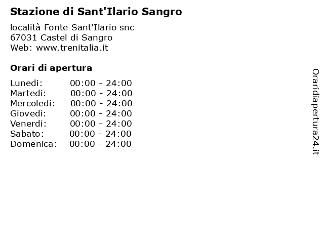 Stazione di Sant'Ilario Sangro a Castel di Sangro: indirizzo e orari di apertura