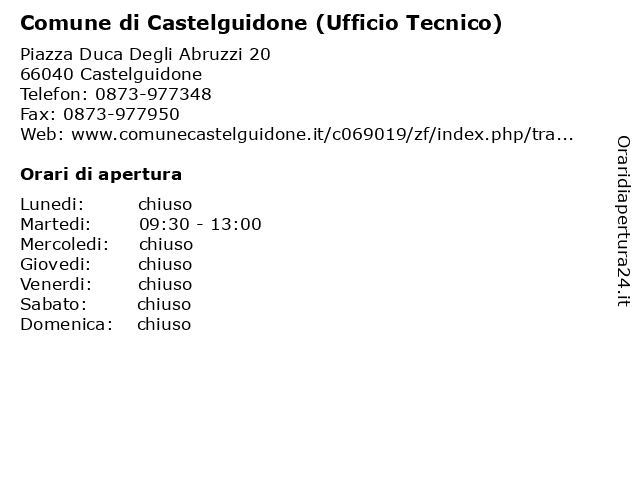 Comune di Castelguidone (Ufficio Tecnico) a Castelguidone: indirizzo e orari di apertura