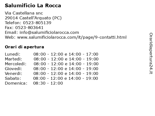 Salumificio La Rocca a Castell'Arquato - Piacenza: indirizzo e orari di apertura