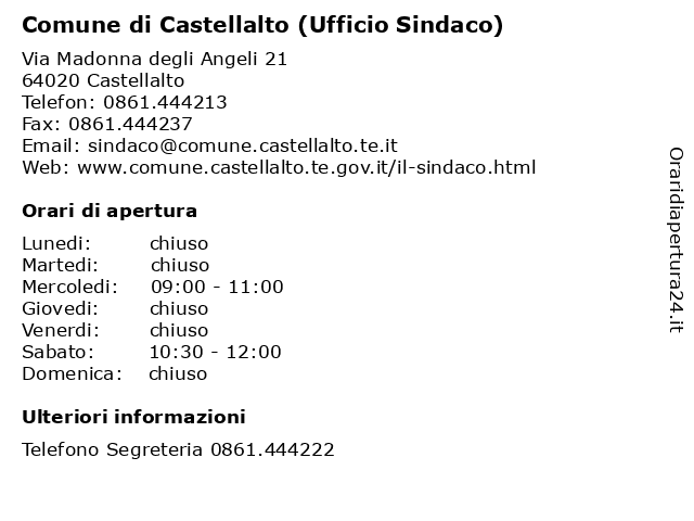 Comune di Castellalto (Ufficio Sindaco) a Castellalto: indirizzo e orari di apertura
