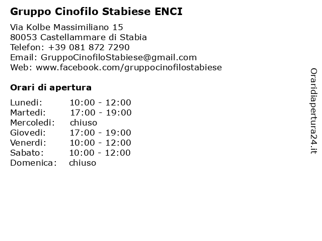 Gruppo Cinofilo Stabiese ENCI a Castellammare di Stabia: indirizzo e orari di apertura