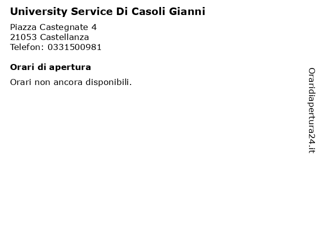 University Service Di Casoli Gianni a Castellanza: indirizzo e orari di apertura