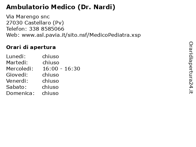 Ambulatorio Medico (Dr. Nardi) a Castellaro (Pv): indirizzo e orari di apertura