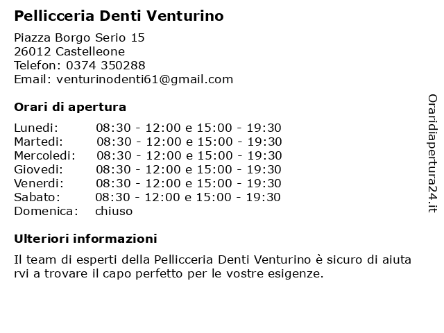 Pellicceria Denti Venturino a Castelleone: indirizzo e orari di apertura