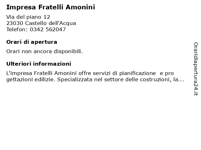 Impresa Fratelli Amonini a Castello dell'Acqua: indirizzo e orari di apertura