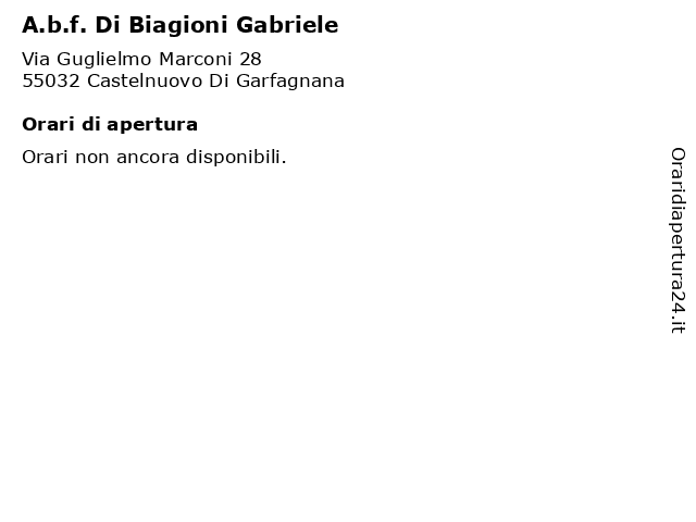 A.b.f. Di Biagioni Gabriele a Castelnuovo Di Garfagnana: indirizzo e orari di apertura