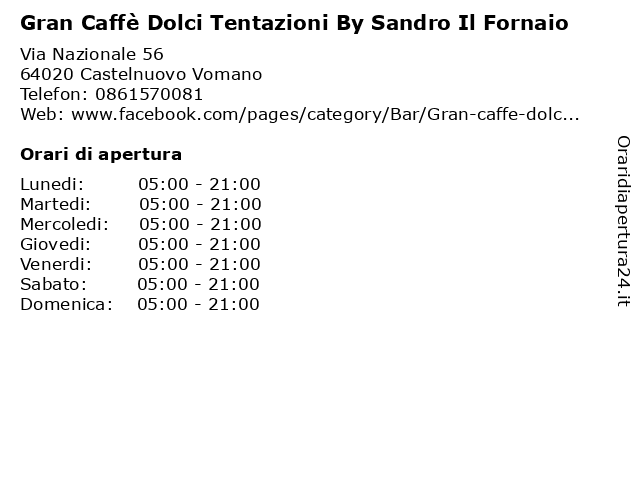 Gran Caffè Dolci Tentazioni By Sandro Il Fornaio a Castelnuovo Vomano: indirizzo e orari di apertura