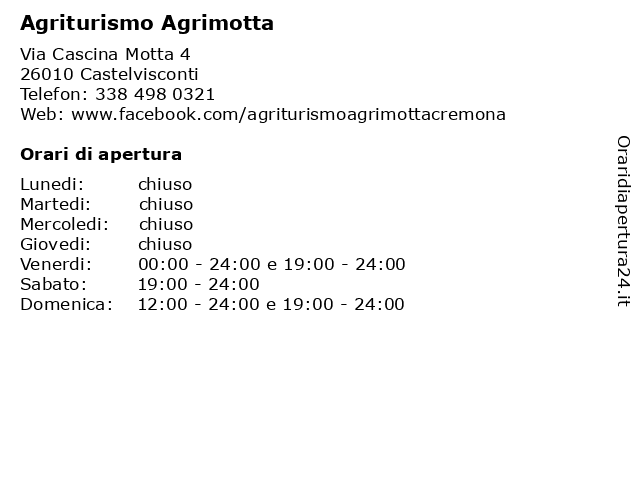 Agriturismo Agrimotta a Castelvisconti: indirizzo e orari di apertura