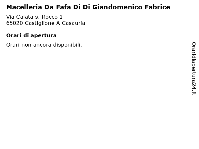 Macelleria Da Fafa Di Di Giandomenico Fabrice a Castiglione A Casauria: indirizzo e orari di apertura