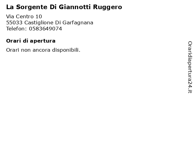 La Sorgente Di Giannotti Ruggero a Castiglione Di Garfagnana: indirizzo e orari di apertura