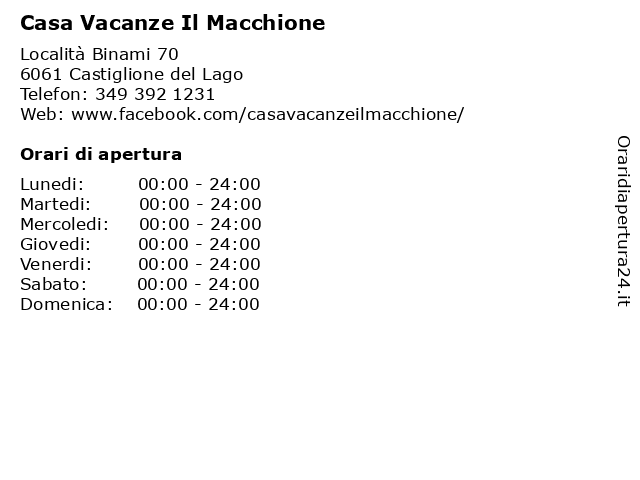 Casa Vacanze Il Macchione a Castiglione del Lago: indirizzo e orari di apertura