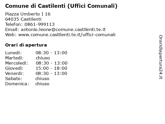 Comune di Castilenti (Uffici Comunali) a Castilenti: indirizzo e orari di apertura