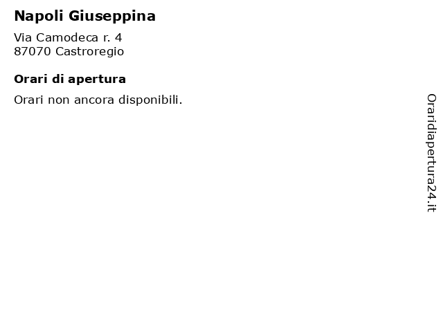 Napoli Giuseppina a Castroregio: indirizzo e orari di apertura