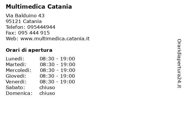 AGV Multimedica - da1/10 a 31/5 a Catania: indirizzo e orari di apertura