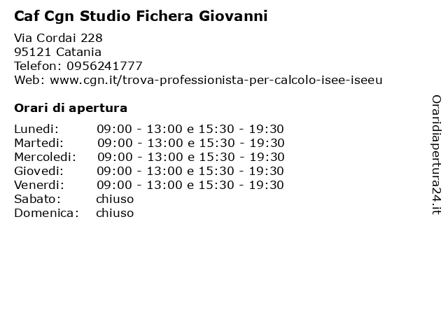 Caf Cgn Studio Fichera Giovanni a Catania: indirizzo e orari di apertura