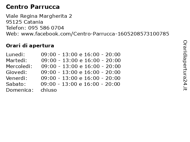 ᐅ Orari Centro Parrucca | Viale Regina Margherita 2, 95125 Catania