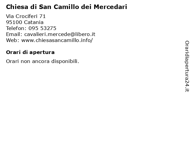 Chiesa di San Camillo dei Mercedari a Catania: indirizzo e orari di apertura