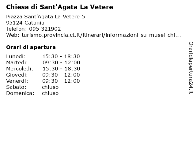 Chiesa di Sant'Agata La Vetere a Catania: indirizzo e orari di apertura
