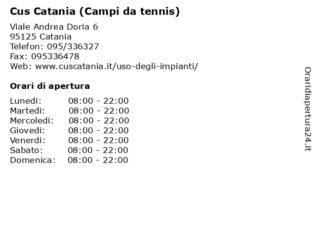 Cus Catania (Campi da tennis) a Catania: indirizzo e orari di apertura