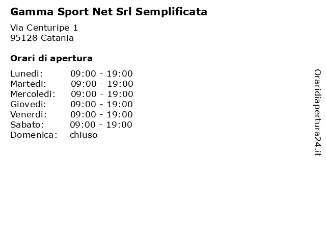 Gamma Sport Net Srl Semplificata a Catania: indirizzo e orari di apertura