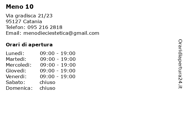 Meno 10 a Catania: indirizzo e orari di apertura