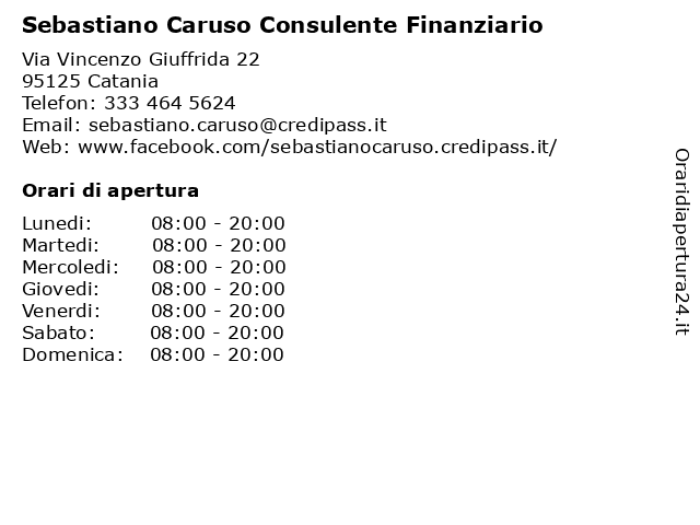 Sebastiano Caruso Consulente Finanziario a Catania: indirizzo e orari di apertura