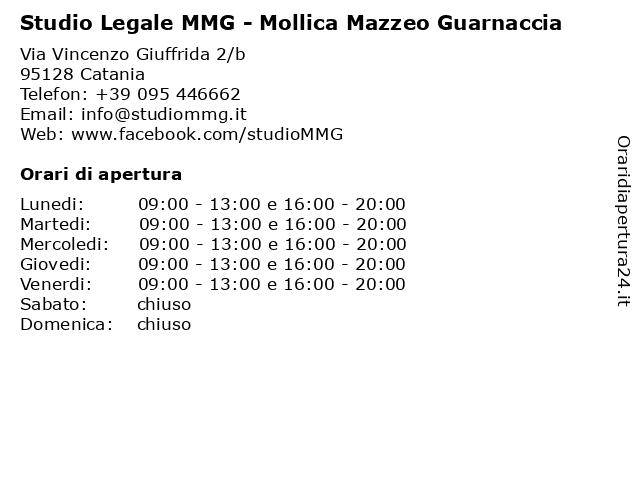 Studio Legale MMG - Mollica Mazzeo Guarnaccia a Catania: indirizzo e orari di apertura
