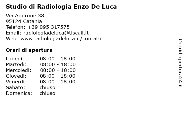 Studio di Radiologia Enzo De Luca a Catania: indirizzo e orari di apertura