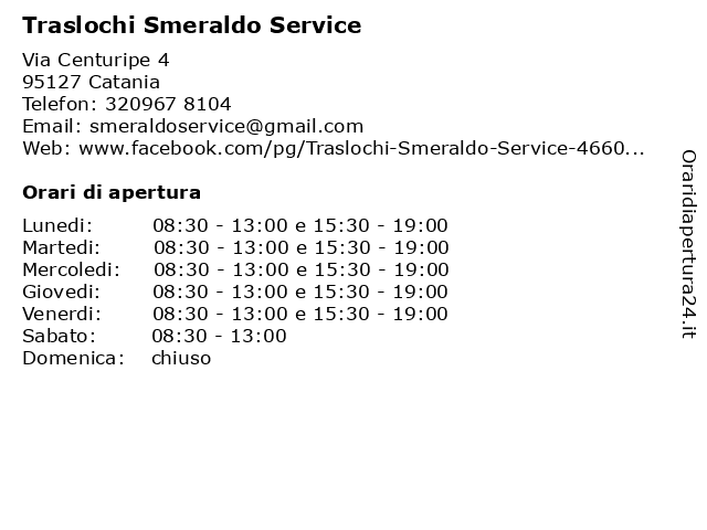 Traslochi Smeraldo Service a Catania: indirizzo e orari di apertura