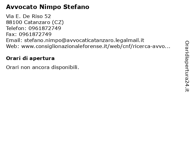 Avvocato Nimpo Stefano a Catanzaro (CZ): indirizzo e orari di apertura