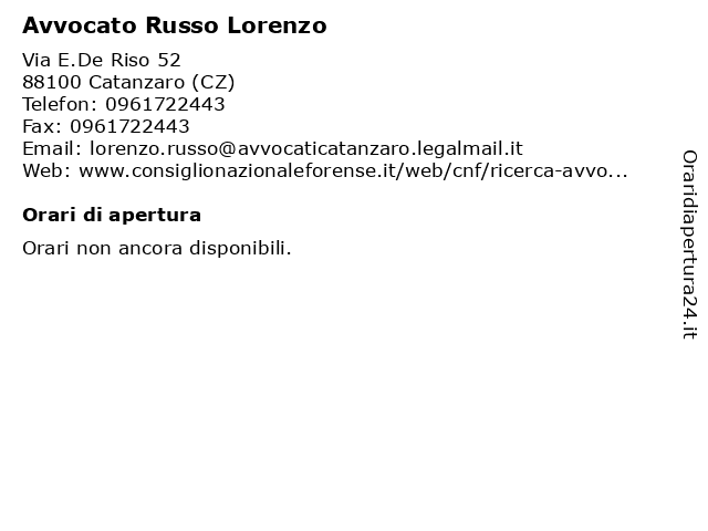 Avvocato Russo Lorenzo a Catanzaro (CZ): indirizzo e orari di apertura