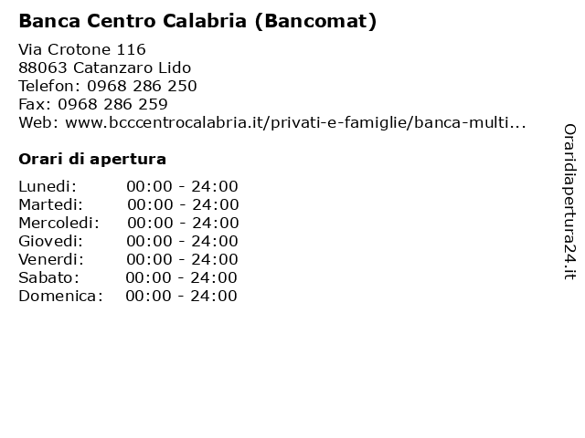 Banca Centro Calabria (Bancomat) a Catanzaro Lido: indirizzo e orari di apertura