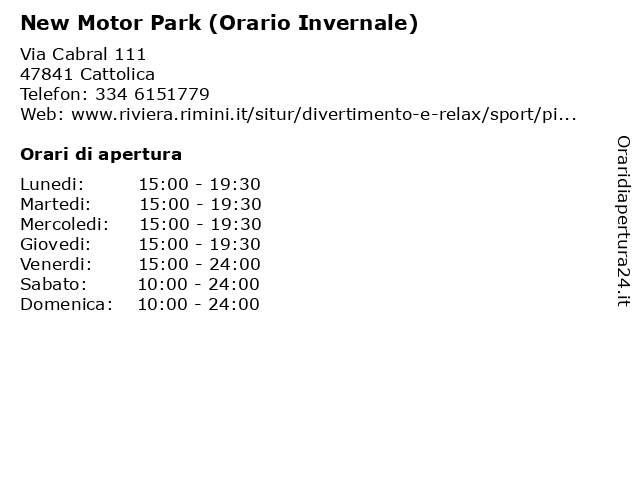 New Motor Park (Orario Invernale) a Cattolica: indirizzo e orari di apertura