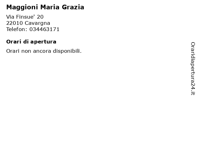 Maggioni Maria Grazia a Cavargna: indirizzo e orari di apertura