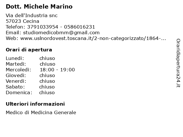 Dott. Michele Marino a Cecina: indirizzo e orari di apertura