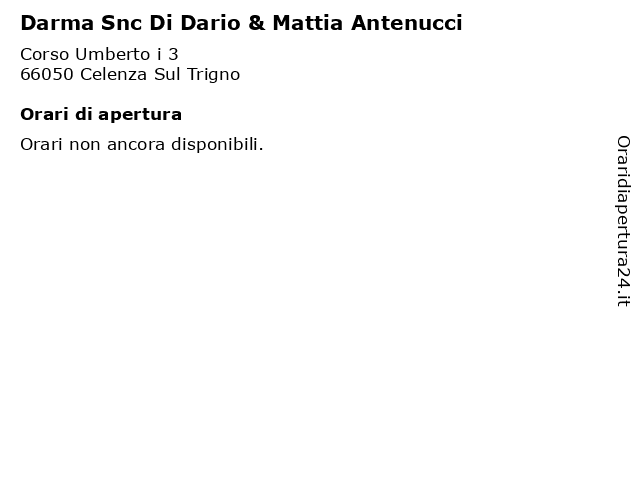 Darma Snc Di Dario & Mattia Antenucci a Celenza Sul Trigno: indirizzo e orari di apertura