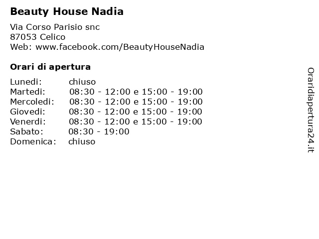 Beauty House Nadia a Celico: indirizzo e orari di apertura