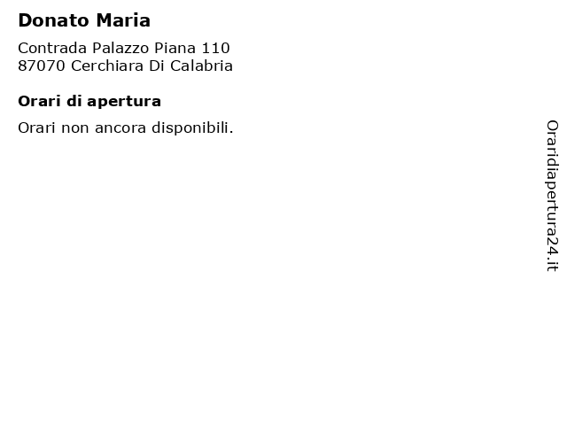 Donato Maria a Cerchiara Di Calabria: indirizzo e orari di apertura