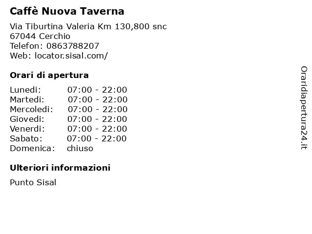 Caffè Nuova Taverna a Cerchio: indirizzo e orari di apertura