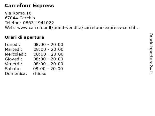 Carrefour Express a Cerchio: indirizzo e orari di apertura