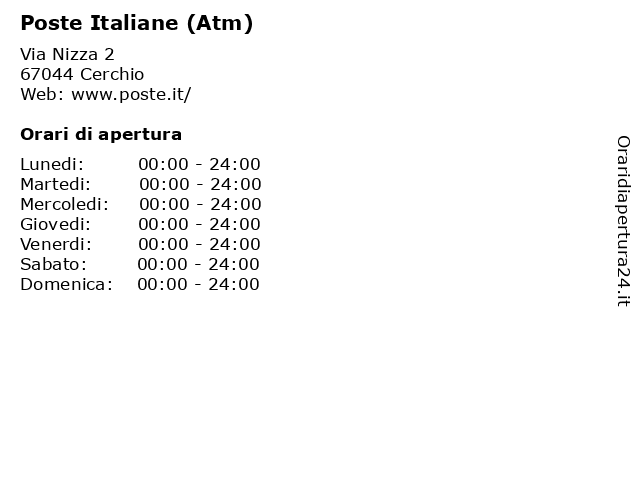 Poste Italiane (Atm) a Cerchio: indirizzo e orari di apertura