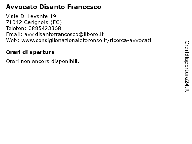 Avvocato Disanto Francesco a Cerignola (FG): indirizzo e orari di apertura